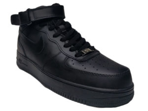 Зимние Nike Air Force 1 Low Leather Fur черные мужские и женские - фото спереди