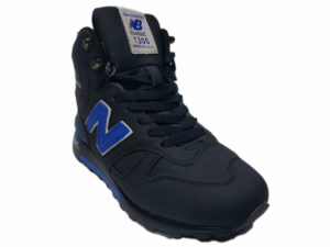 Зимние New Balance 1300 Mid черные с синим - фото спереди