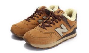 Зимние NEW BALANCE 574 с мехом замша Brown (36-40)