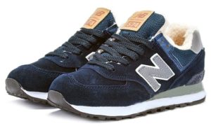 Зимние NEW BALANCE 574 с мехом замша Blue (36-45)