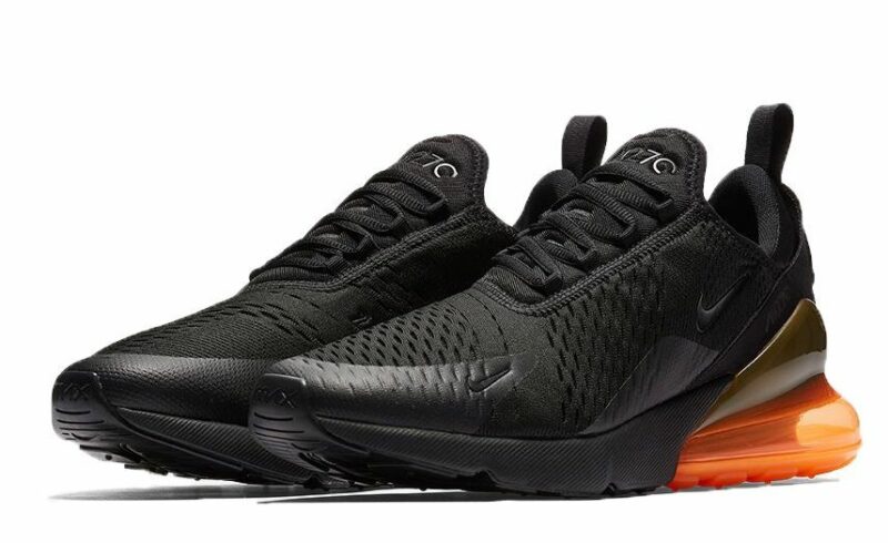 Nike Air Max 270 черные с оранжевым (40-44)