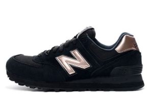 NEW BALANCE 574 ЗАМША-СЕТКА черные с золотым(35-39)