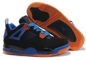 Nike Air Jordan 4 сине-черные с оранжевым (35-45)