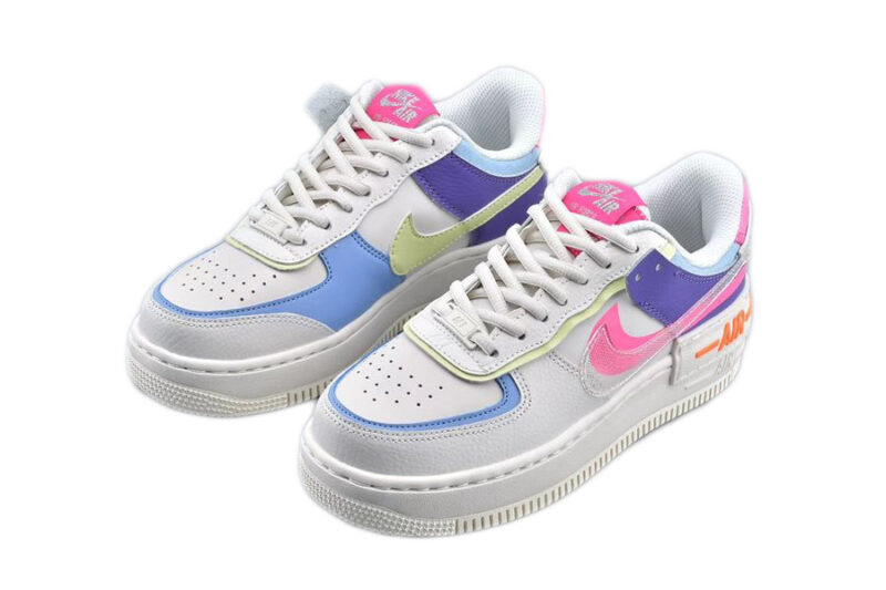 Nike Air Force 1 Shadow белые-фиолетовые-зеленые-розовые (35-39)