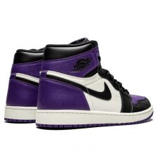 Nike Air Jordan 1 High White Court Purple 2.0 фиолетовые с белым кожаные мужские-женские (36-40)