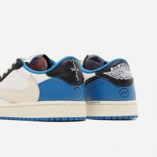 Nike Air Jordan 1 Low Travis Scott x Fragment черно-белые с синим кожаные мужские (40-44)