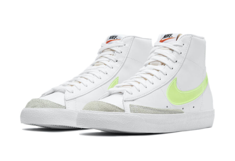 Nike Blazer Mid белые с салатовым кожа-нубук женские (35-40)